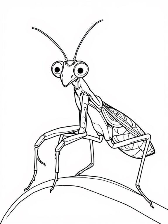 big eyed praying mantis coloring