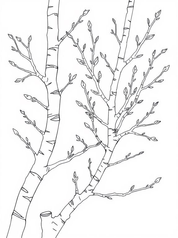 birch branches coloring page