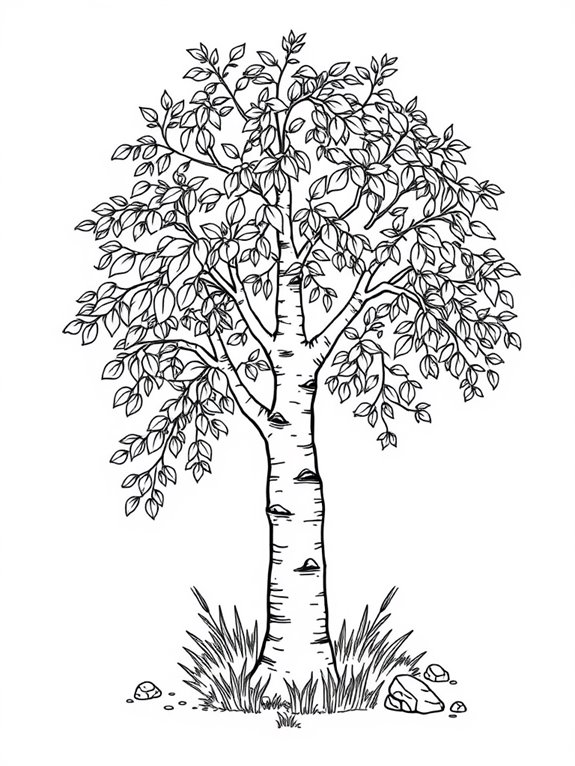 birch tree coloring activity