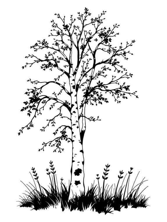 birch tree coloring page