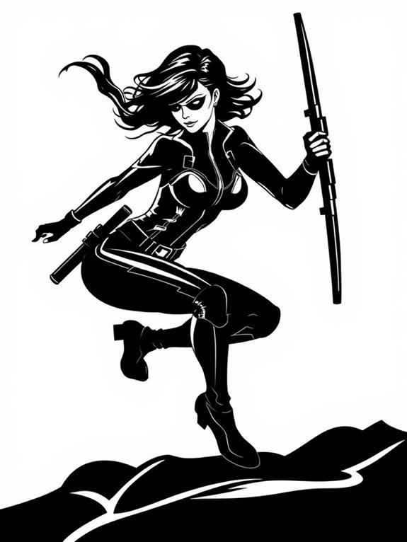 black widow silhouette coloring page