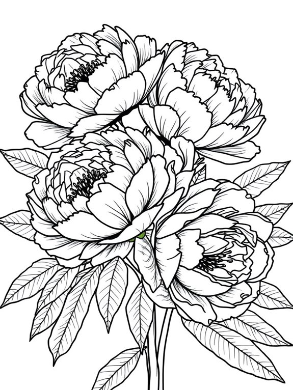 bold outlined peonies illustration