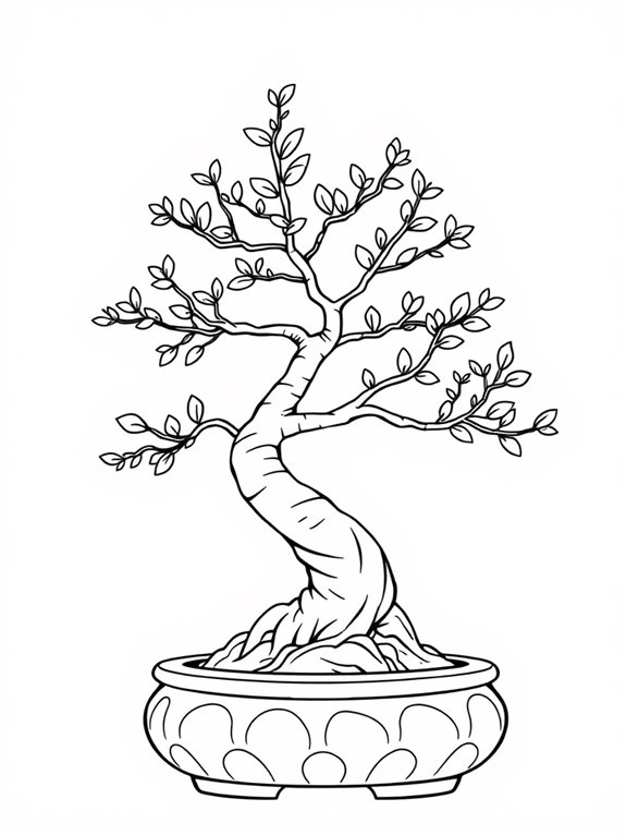 bonsai tree coloring page