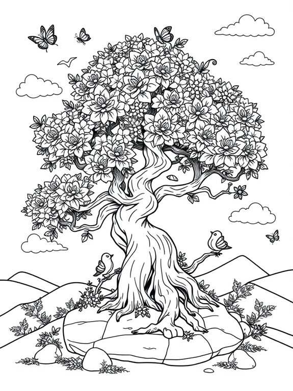 bonsai tree coloring page