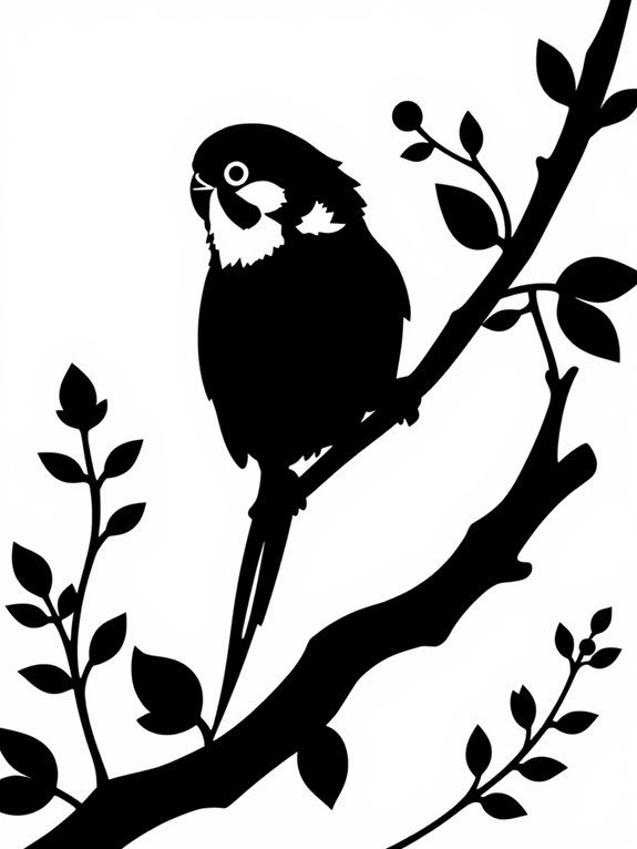 budgerigar coloring page silhouette