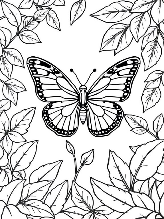 butterfly surrounded by leaves