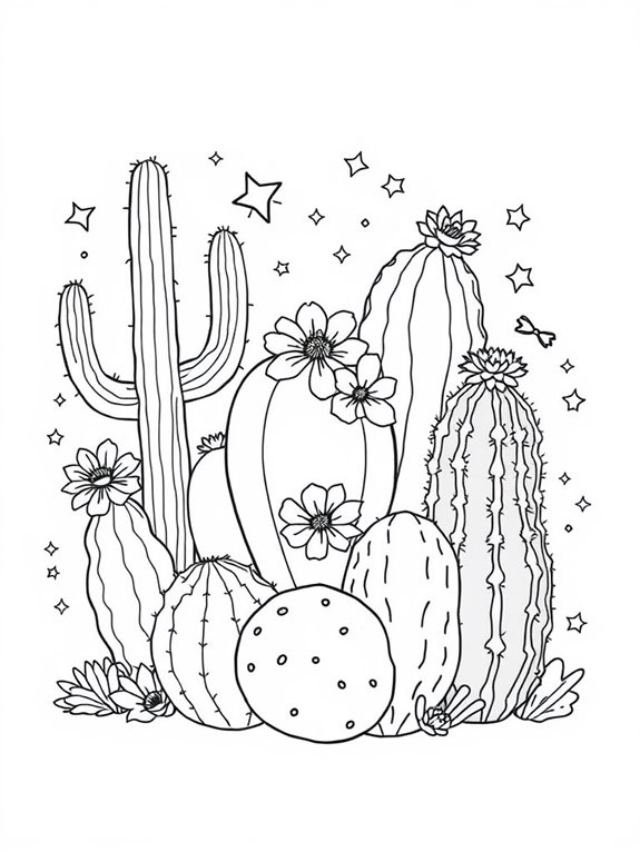 cacti with flowers design