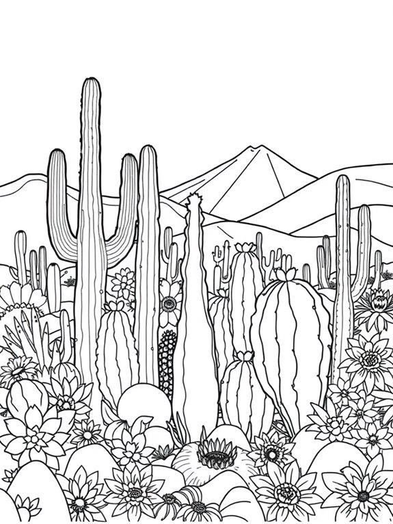 cactus coloring page design