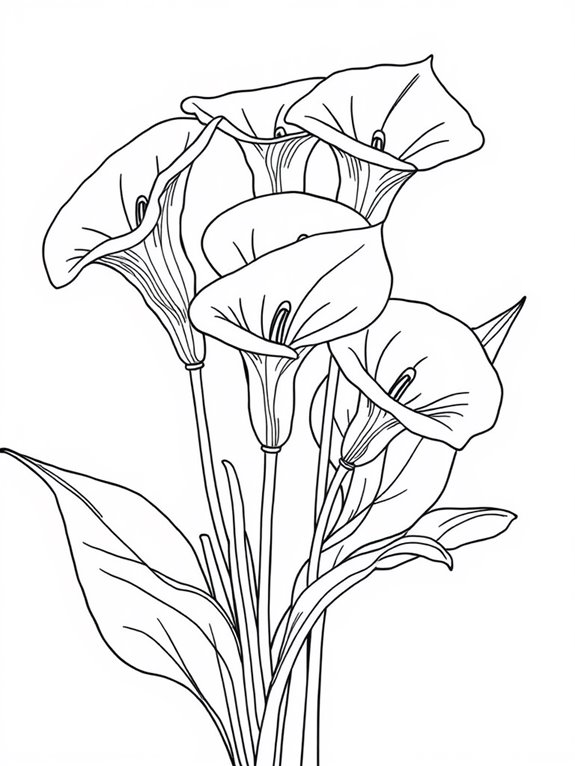 calla lilies coloring page