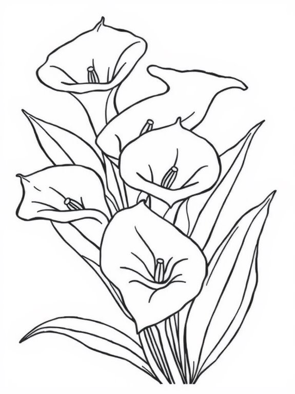 calla lilies coloring page