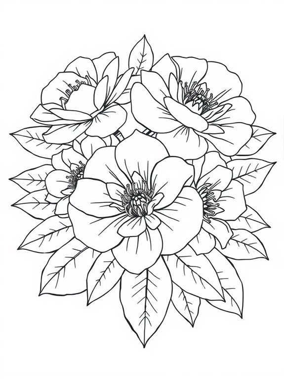 camellia flower coloring page