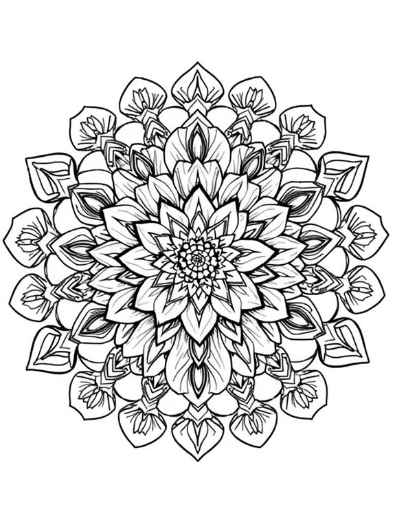 camellias coloring mandala design