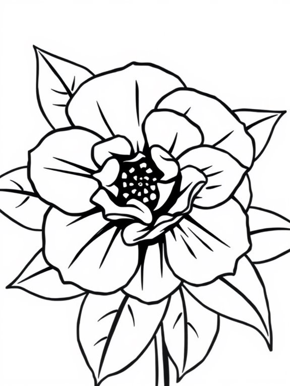 camellias coloring page design