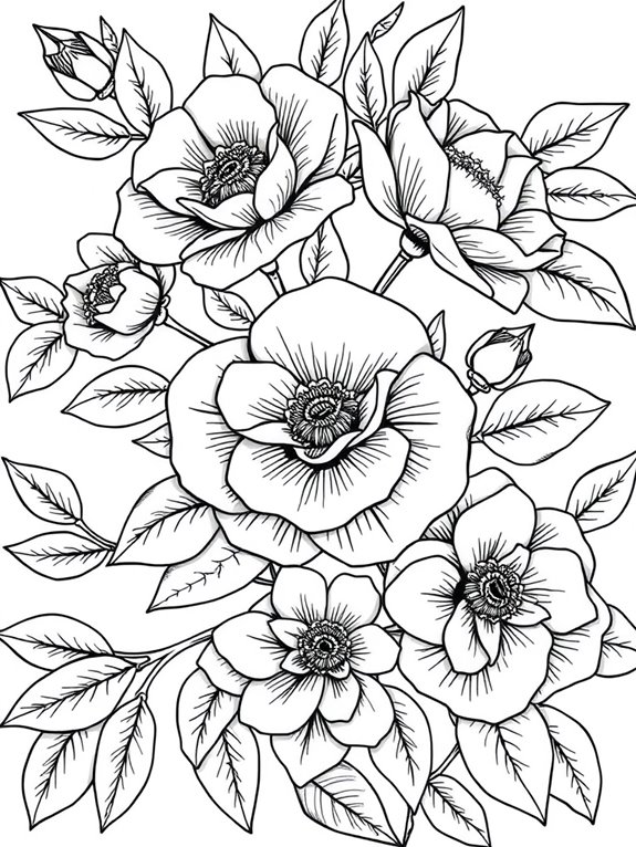 camellias floral pattern design