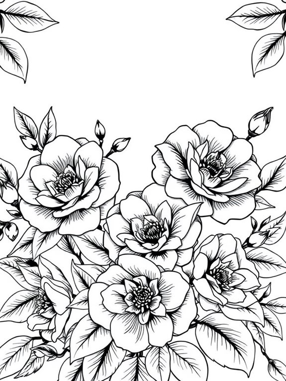 camellias floral pattern design