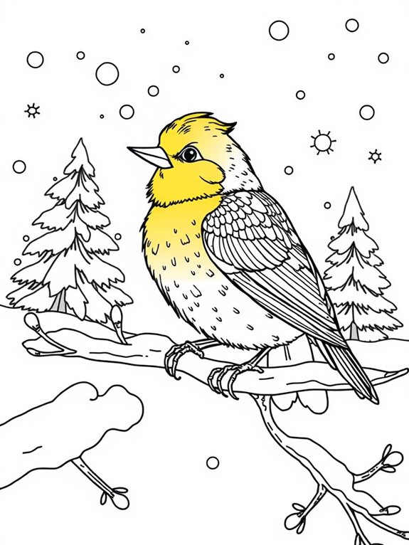 canary in snowy landscape