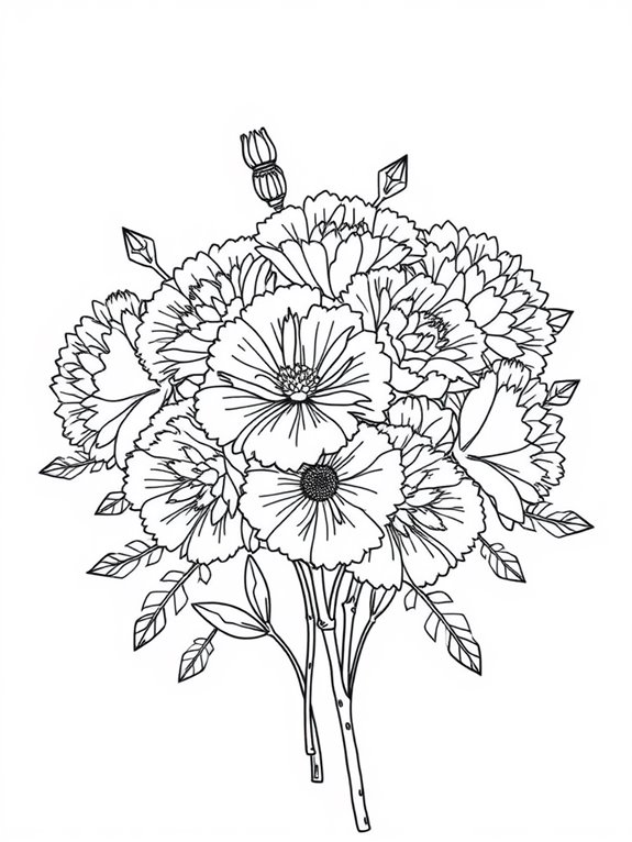 carnations coloring page design