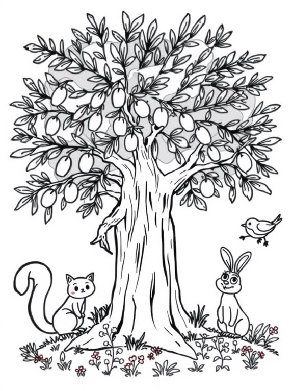 cartoon animals olive tree