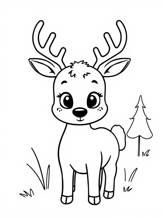 cartoon deer coloring page