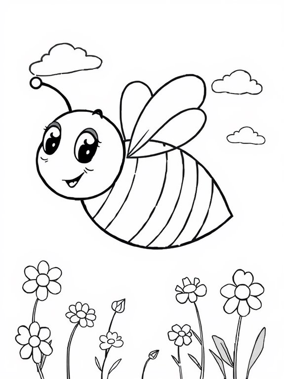 cartoon honeybee in flight