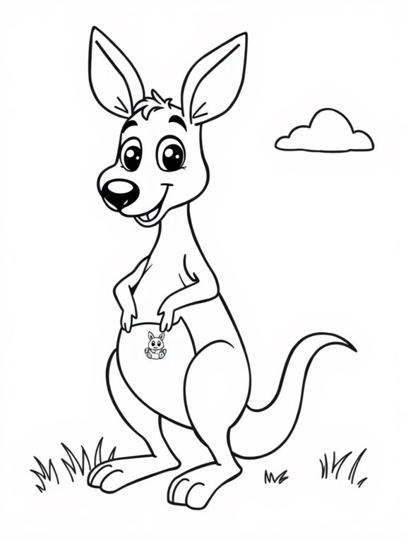 cartoon kangaroo coloring page