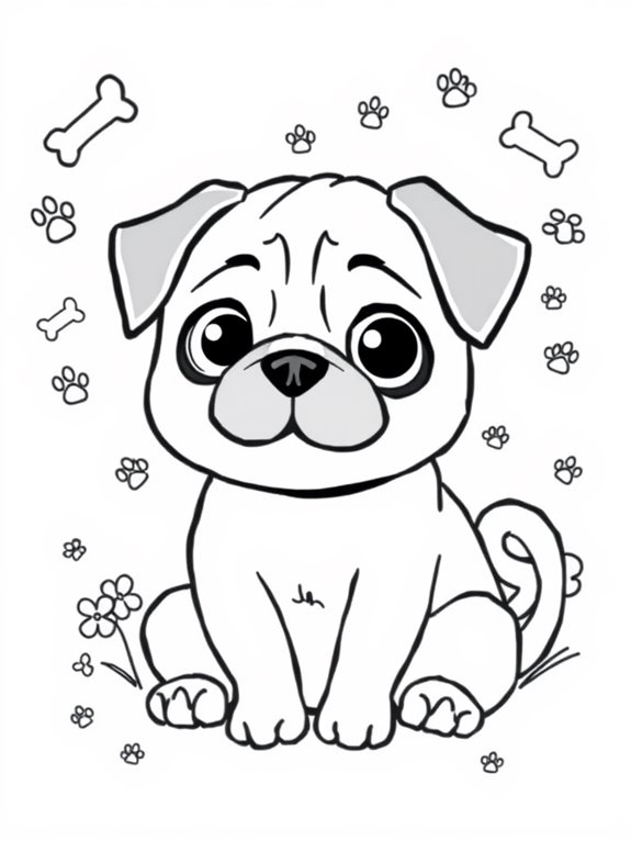 cartoon pug coloring page