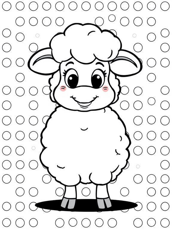 cartoon sheep with polka dots