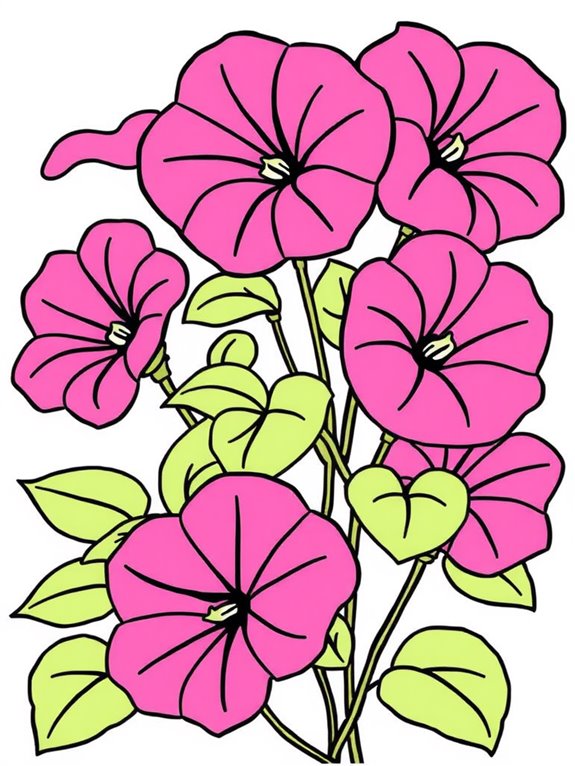 cartoon style petunia coloring page