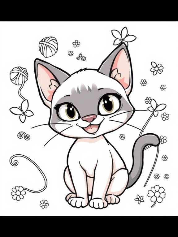 cartoon style siamese cat coloring