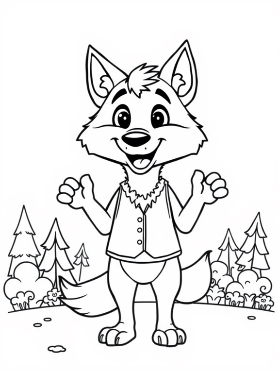 cartoon talking wolf illustration