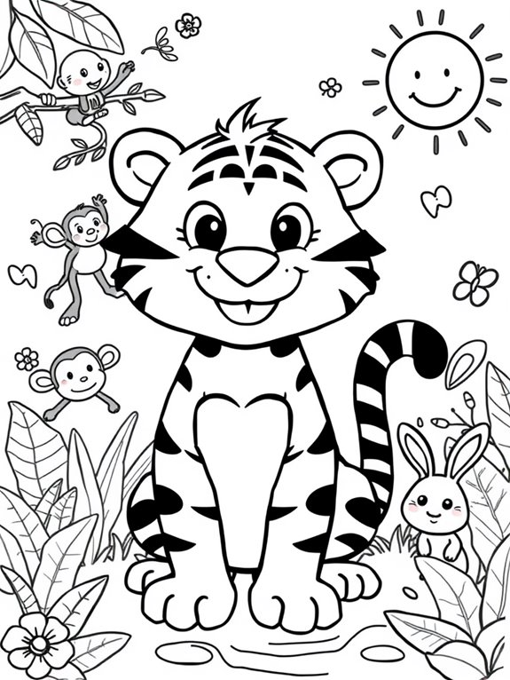 cartoon tiger and friends