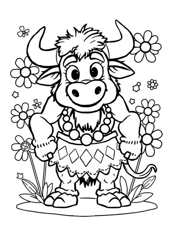 cartoonish minotaur coloring page