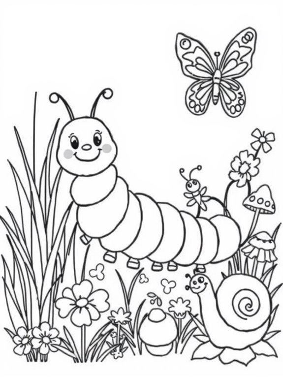 caterpillar and friends illustration