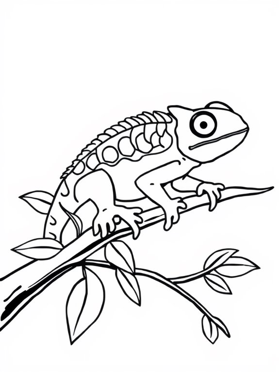 chameleon coloring page outline