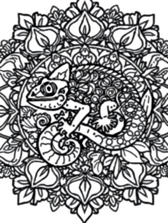 chameleon mandala coloring page