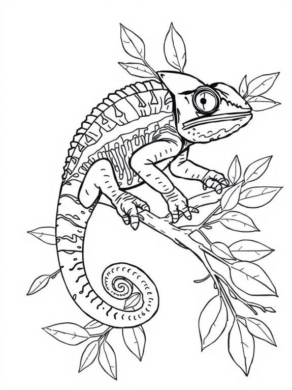 chameleon themed coloring page