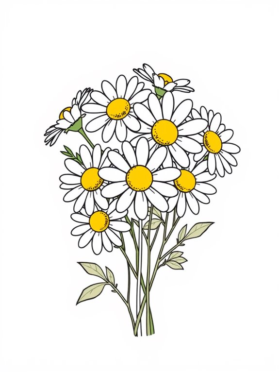 chamomile bouquet coloring page