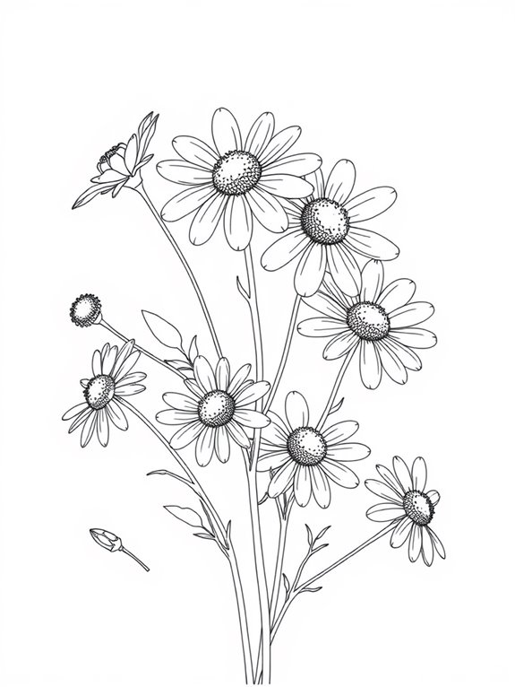 chamomile flower coloring page