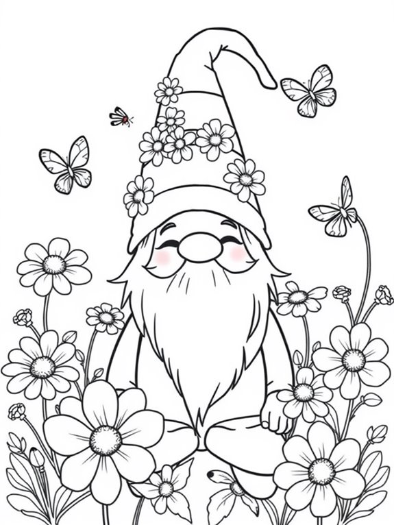 chamomile gnome coloring page