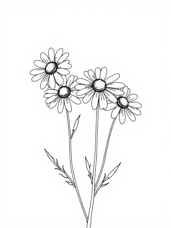 chamomile outline coloring page