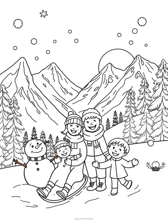 cheerful family on mountain