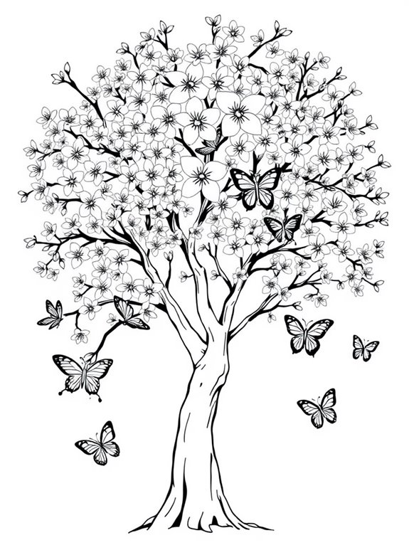 cherry tree with butterflies