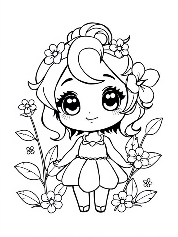 chibi gardenia coloring page