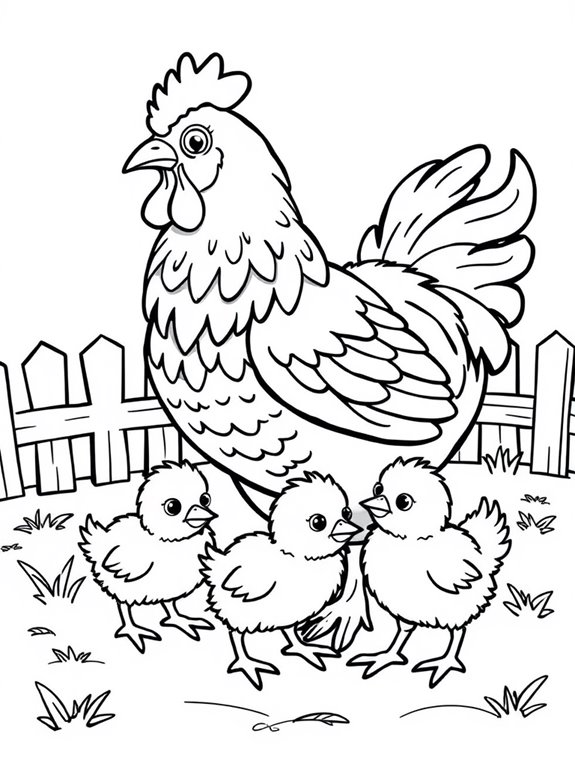 chicken family coloring page