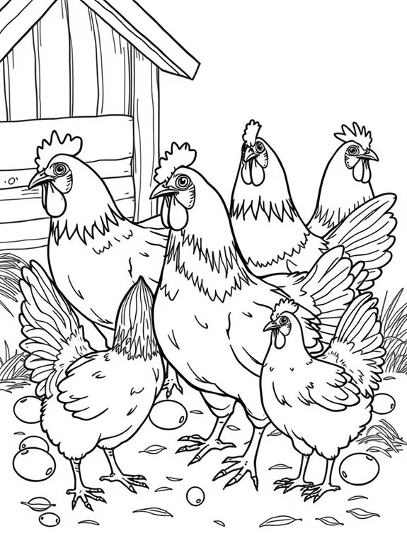 chickens coloring page designs