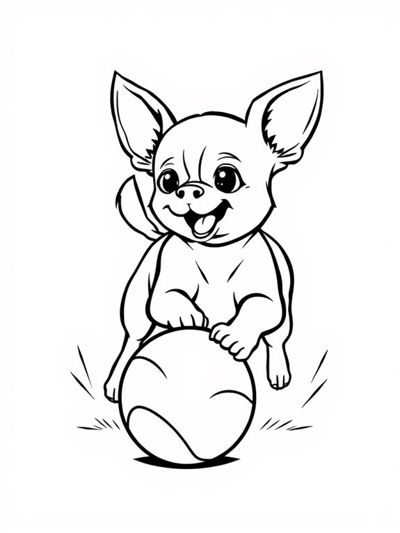 chihuahua playing with ball