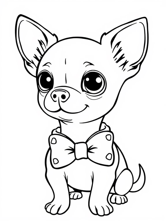 chihuahua with bowtie coloring page