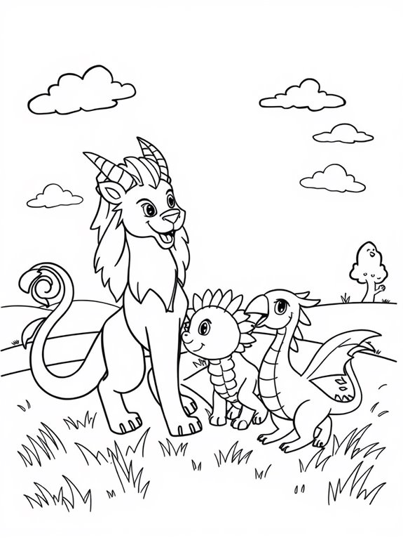 chimera family coloring page