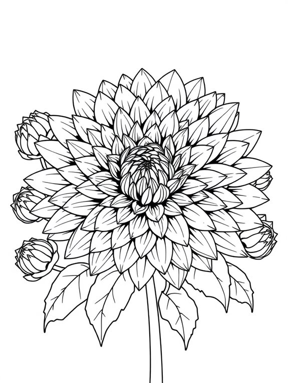 chrysanthemums floral coloring page