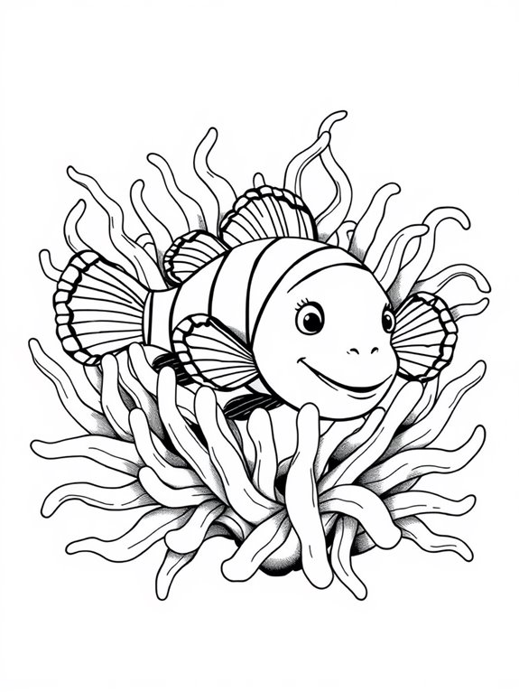 clownfish and anemone illustration